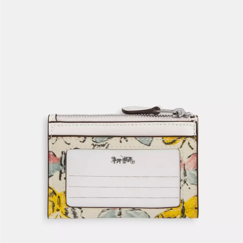 NWT Coach Mini Skinny Id Case With Butterfly Print Yellow